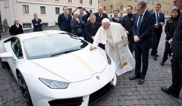 Ride a supercar signed by Pope Francis!!