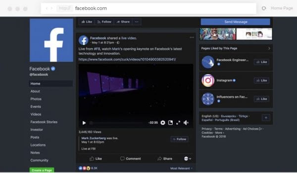 Facebook’s new “Dark Mode”