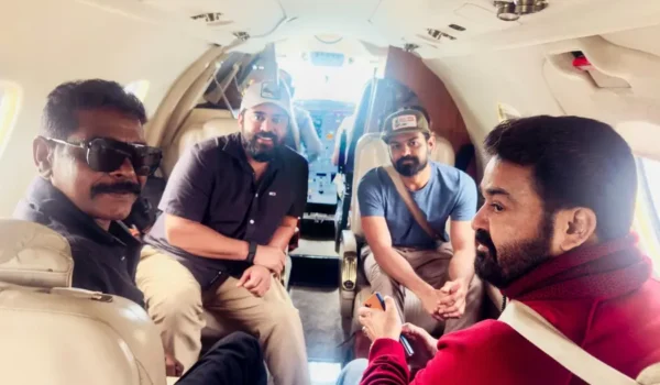 Nivin Pauly flies in a private jet with Mohanlal and Pranav.